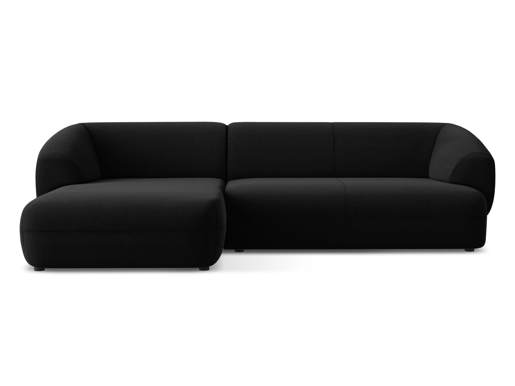 ECKSOFA Links Samt Stoff Schwarz - Schwarz, Kunststoff/Textil (156/280cm) - Makamii