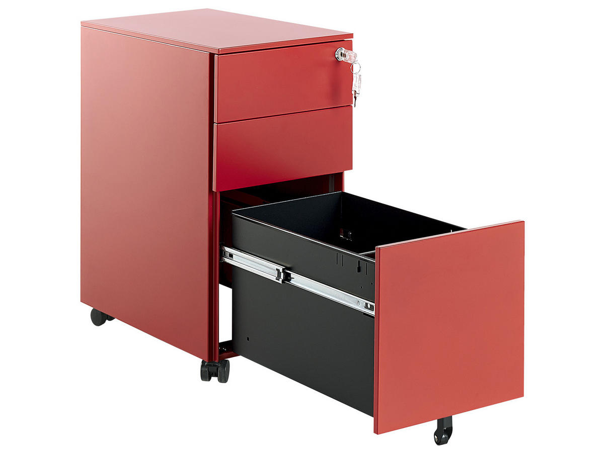 AKTENSCHRANK rot Bolsena - Rot, Metall (30/60/50cm) - Beliani