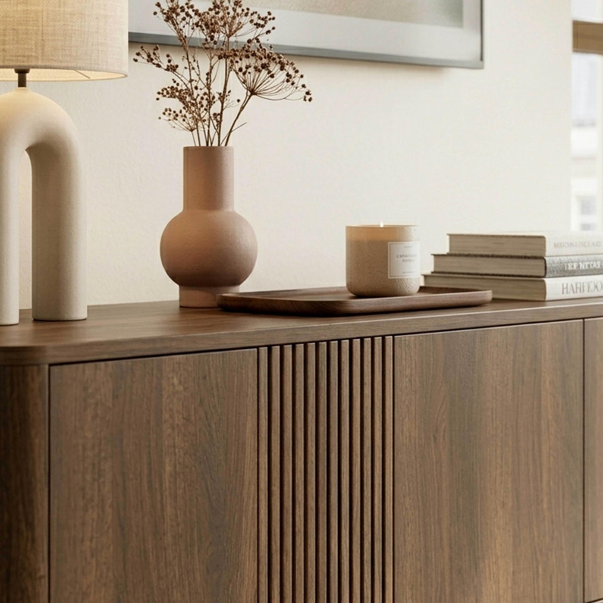 TV-MÖBEL, dunkle Holzoptik - Braun, Holz (150/40/40cm) - Oviala
