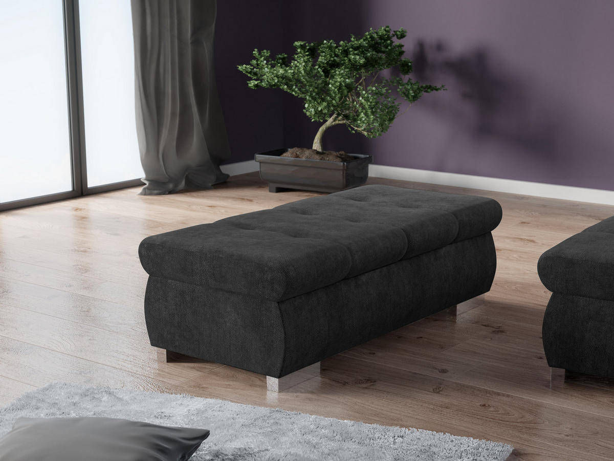 POLSTERHOCKER Orkan Groß - Silberfarben/Grau, Holz/Textil (120/39/60cm) - MIRJAN24