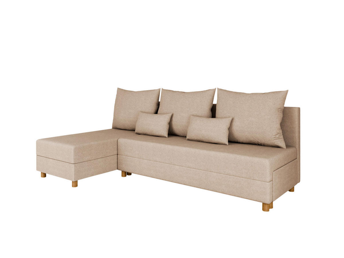 ECKSOFA Lellice L-Form- links oder rechts montierbar, beige - Beige, Holz (214/122cm) - Panda Möbel