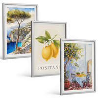 BILDER SET 3er Set - 40x60 cm Silberner Rahmen - Ansichten von Positano mit Zitronen - Silberfarben, Kunststoff (40/60cm) - TULUP