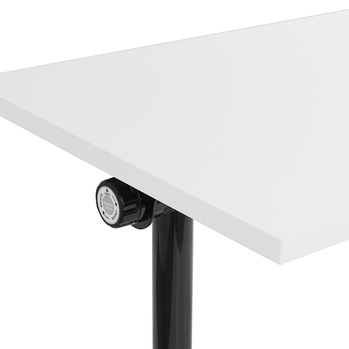 PSACÍ STŮL Skládací Bílý 160/60 cm s kolečky Cavi - bílá/černá, kompozitní dřevo (60/160/75cm) - Beliani
