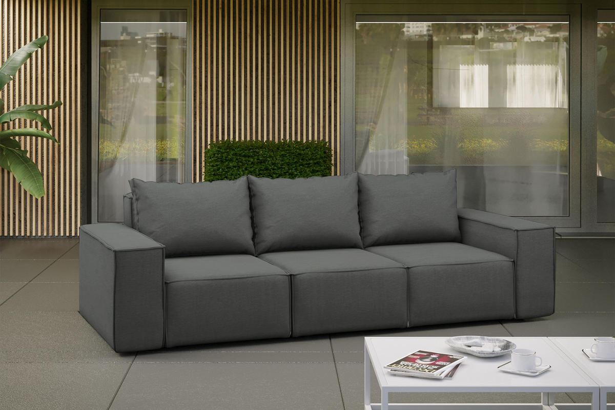 GARTENSOFA 3-Sitzer Für Den Garten SONNE Grau - Grau, Holz (245/73/88cm) - Kaiser Möbel