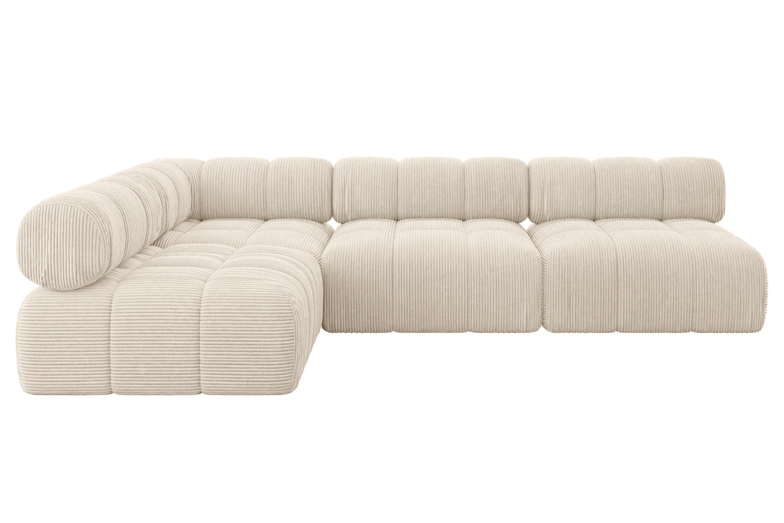 ECKSOFA modulares Sofa Samaro-L2 - 285x190x70 cm Beige Cord - Beige, Holzwerkstoff/Textil (285/190cm) - ALTDECOR