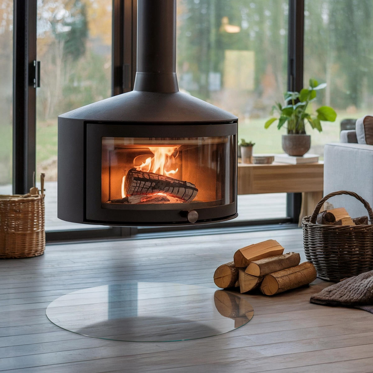 GLASPLATTE für Kamin Ø60 cm - Transparent, Glas (60/60/0.4cm) - ArtPrintCave