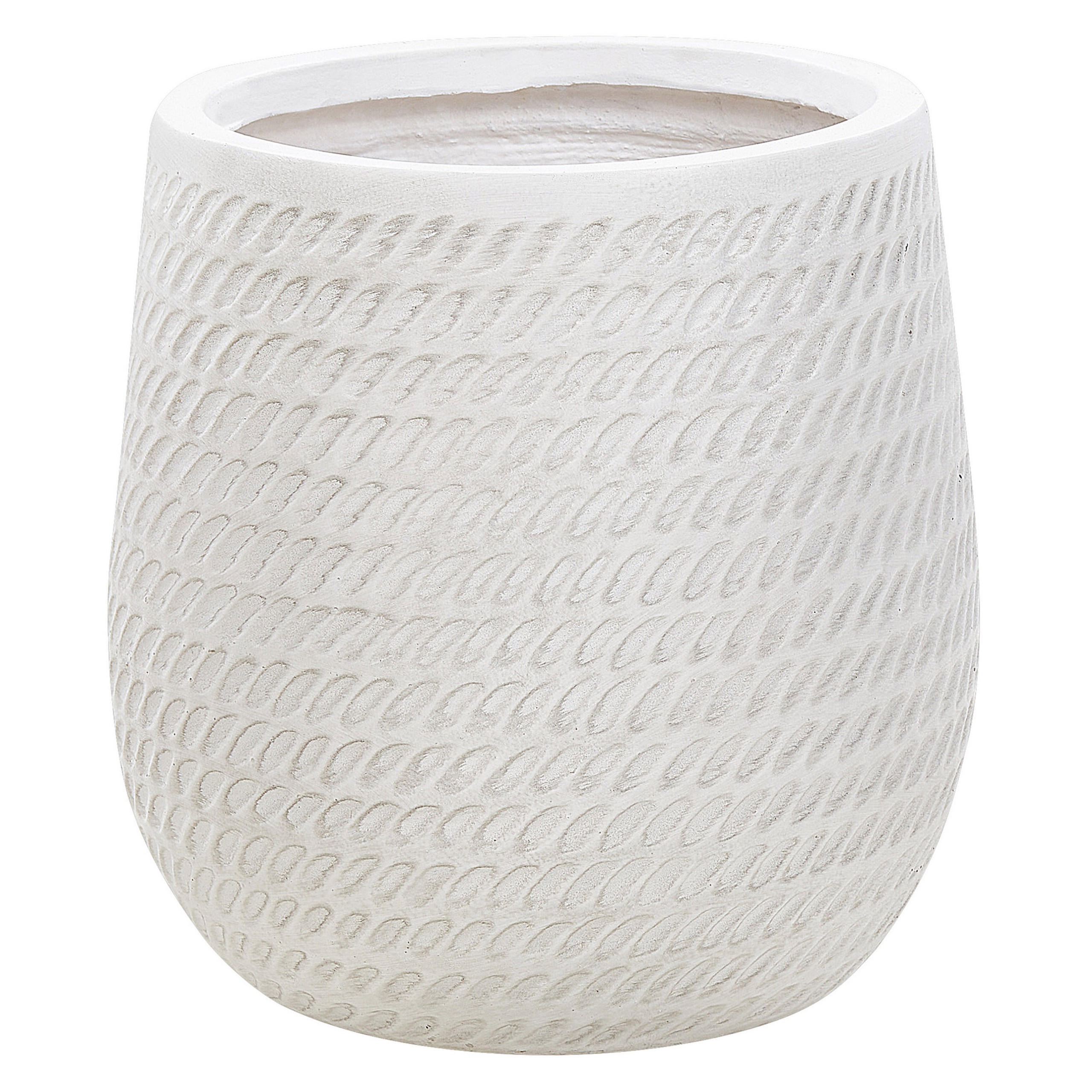BLUMENTOPF cremeweiß rund 27/27/32 cm Livadia - Weiß, Naturmaterialien (32cm) - Beliani