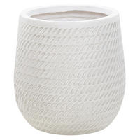 BLUMENTOPF cremeweiß rund 27/27/32 cm Livadia - Weiß, Naturmaterialen (32cm) - Beliani