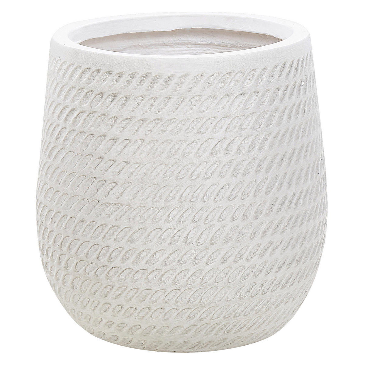 BLUMENTOPF cremeweiß rund 27/27/32 cm Livadia - Weiß, Naturmaterialen (32cm) - Beliani