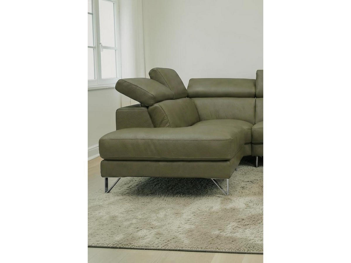 ECKSOFA Antares Echtleder mit 1 x Relaxfunktion Olivgrün - Olivgrün, Leder/Metall (224/276cm)