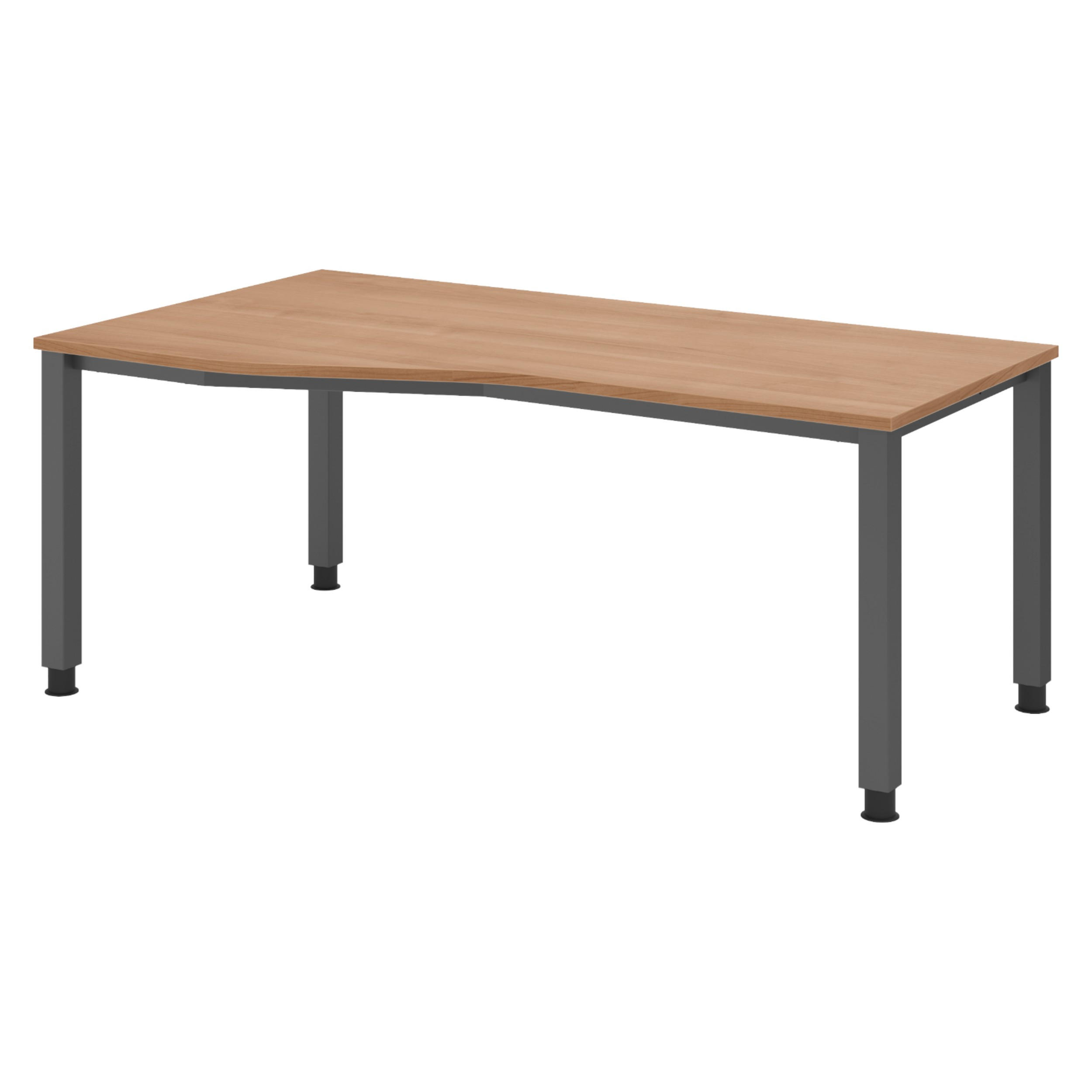 SCHREIBTISCH Serie-Q Gestell: Graphit 100/180/74 cm in Nussbaumfarben - Nussbaumfarben, Holzwerkstoff (100/180/74cm) - bümö