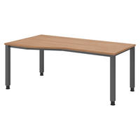 SCHREIBTISCH Serie-Q Gestell: Graphit 100/180/74 cm in Nussbaumfarben - Nussbaumfarben, Holzwerkstoff (100/180/74cm) - bümö