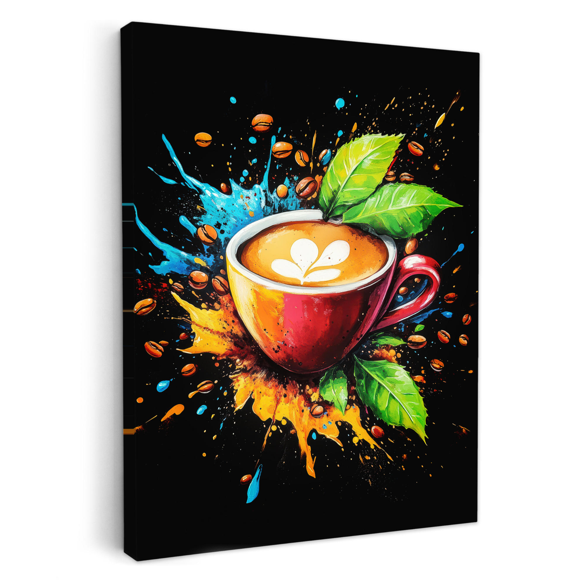LEINWANDBILD Kaffee - Graffiti - Trinken - Abstrakt 60x80 cm - Mokka, Textil (60/80cm) - MuchoWow