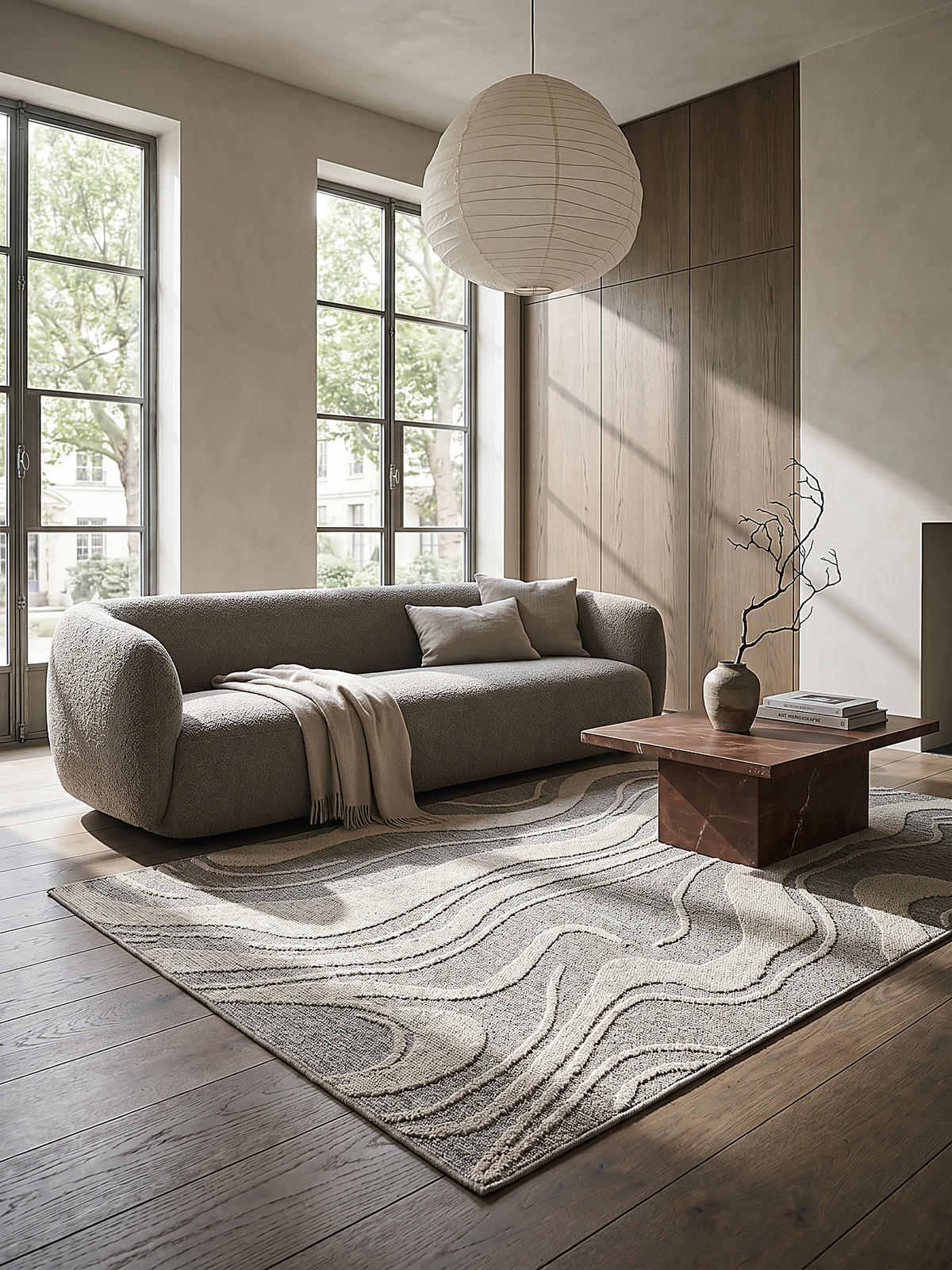 TEPPICH Waschbar LEAM, abstrakt, Grau, 160 x 223 cm - Grau, Textil (223/160cm) - KADIMA DESIGN