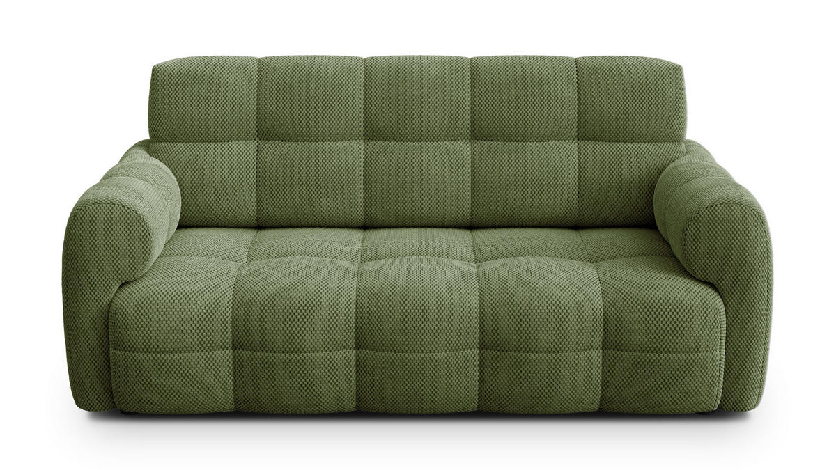 SOFA MELLOW 2,5-Sitzer, olive - Schwarz/Grün, Holz/Textil (183/87/98cm) - Courtois Laville