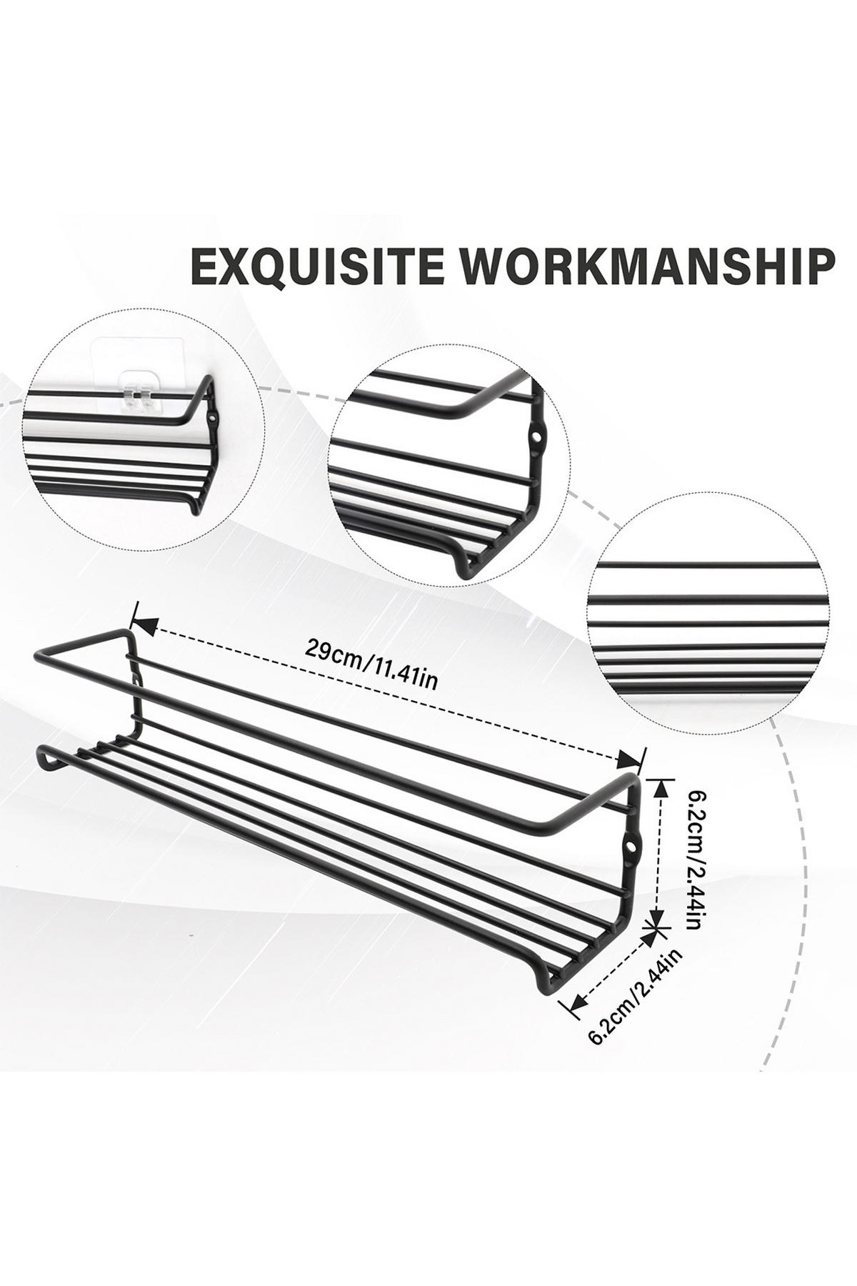 GEWÜRZREGAL 4er Set wandmontiertes aus Kohlenstoffstahl in Schwarz Sicheres Design Optimale Raumnutzung 400 x 145 x 145 cm - Schwarz, Metall (400/145/145cm) - Livingandhome