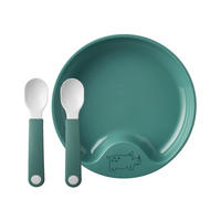 LERNTELLER MIT LERNLÖFFEL Mio deep turquoise ø 17,6 cm - Türkis, Kunststoff (17.6/3.5/17.6cm) - Mepal