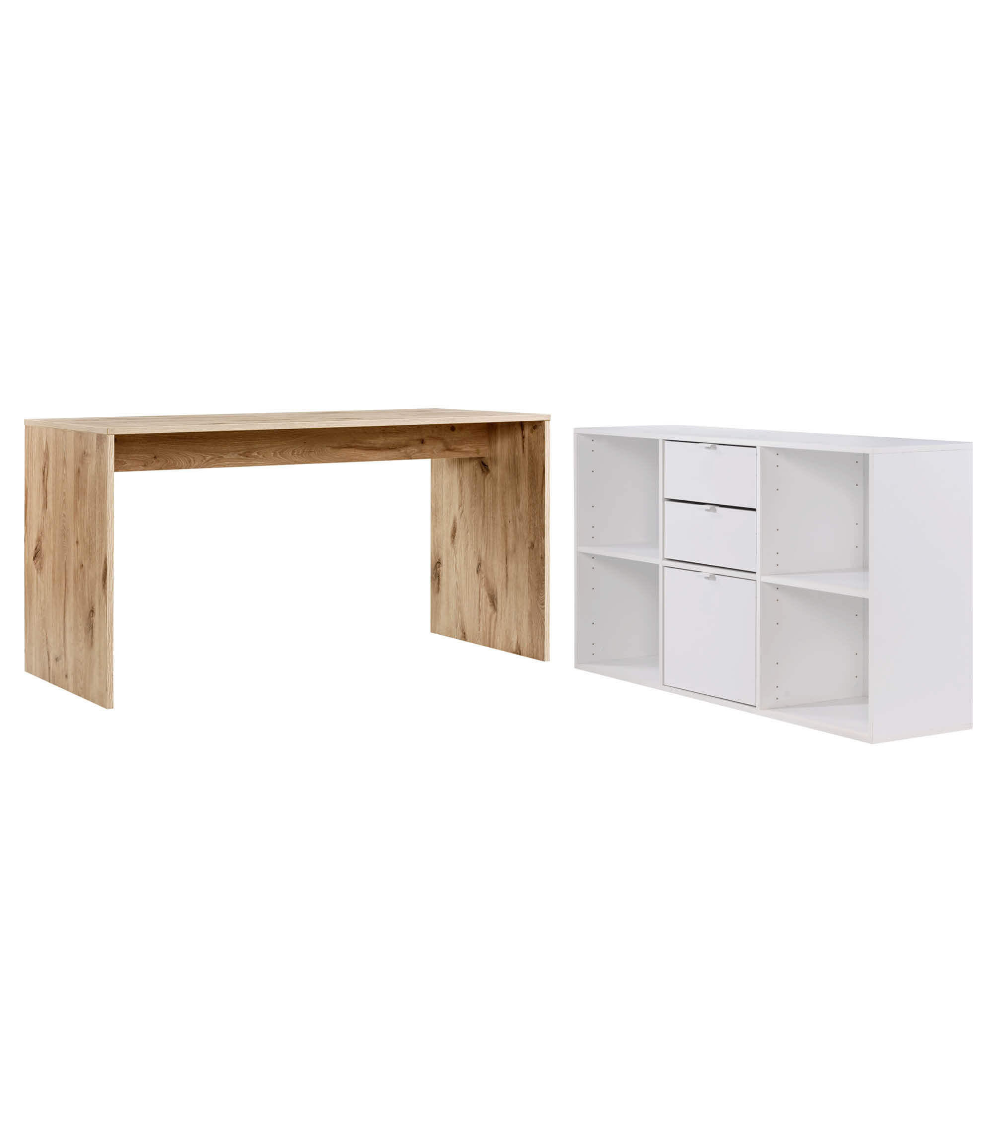 SCHREIBTISCH Der Produktive - Eichefarben/Weiß, Holzwerkstoff (65/145/77cm) - Mokebo