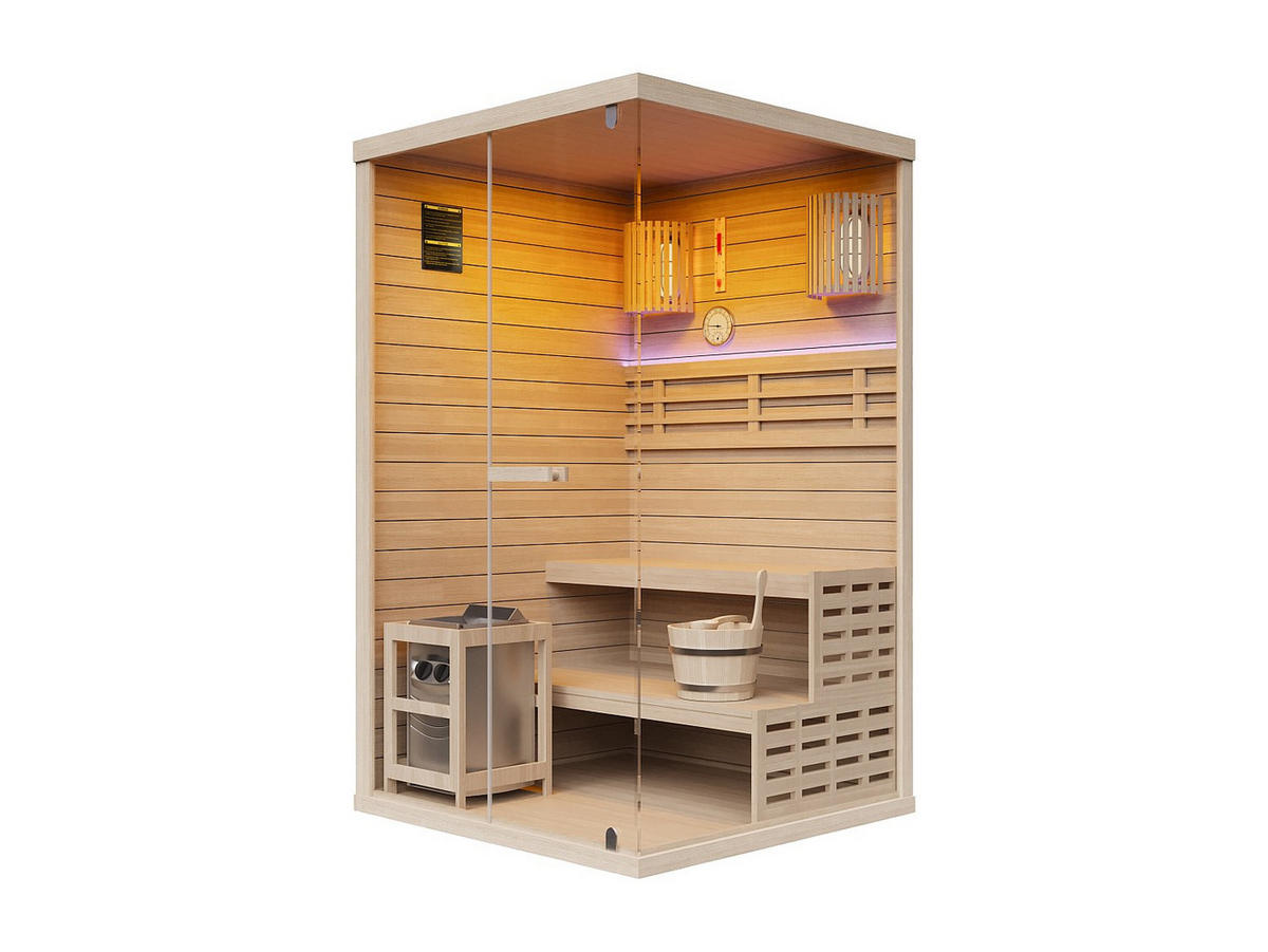 FINNISCHE Sauna - 2 Personen - Holz, Platte - Naturfarben Hell - - Naturfarben, Holz (120/200/120cm) - Vente-Unique