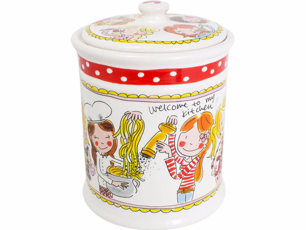 VORRATSDOSE Roter Rand in Bunt - 22.5cm - Multicolor, Keramik (16/22/16cm) - Blond Amsterdam