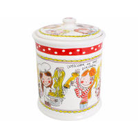 VORRATSDOSE Roter Rand in Bunt - 22.5cm - Multicolor, Keramik (16/22/16cm) - Blond Amsterdam