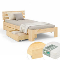 HOLZBETT Natur 90/200 cm mit Matratze und 2 Bettkästen - Naturfarben, Holz (90/200cm) - Homestyle4u
