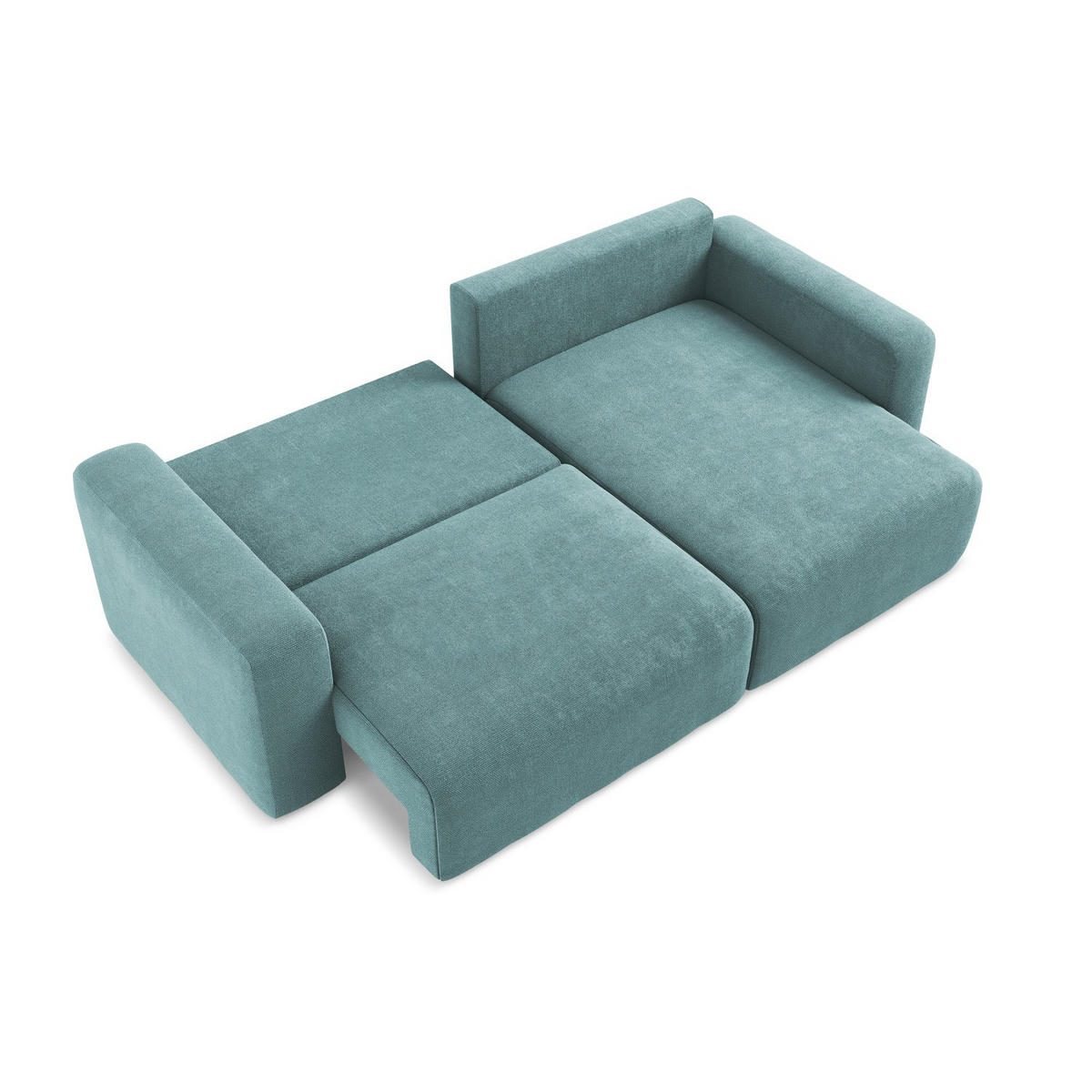 ECKSOFA mit Schlaffunktion rechts Chenille Stoff Blau - Blau/Beige, Kunststoff/Textil (244/149cm) - LaMiaSofa