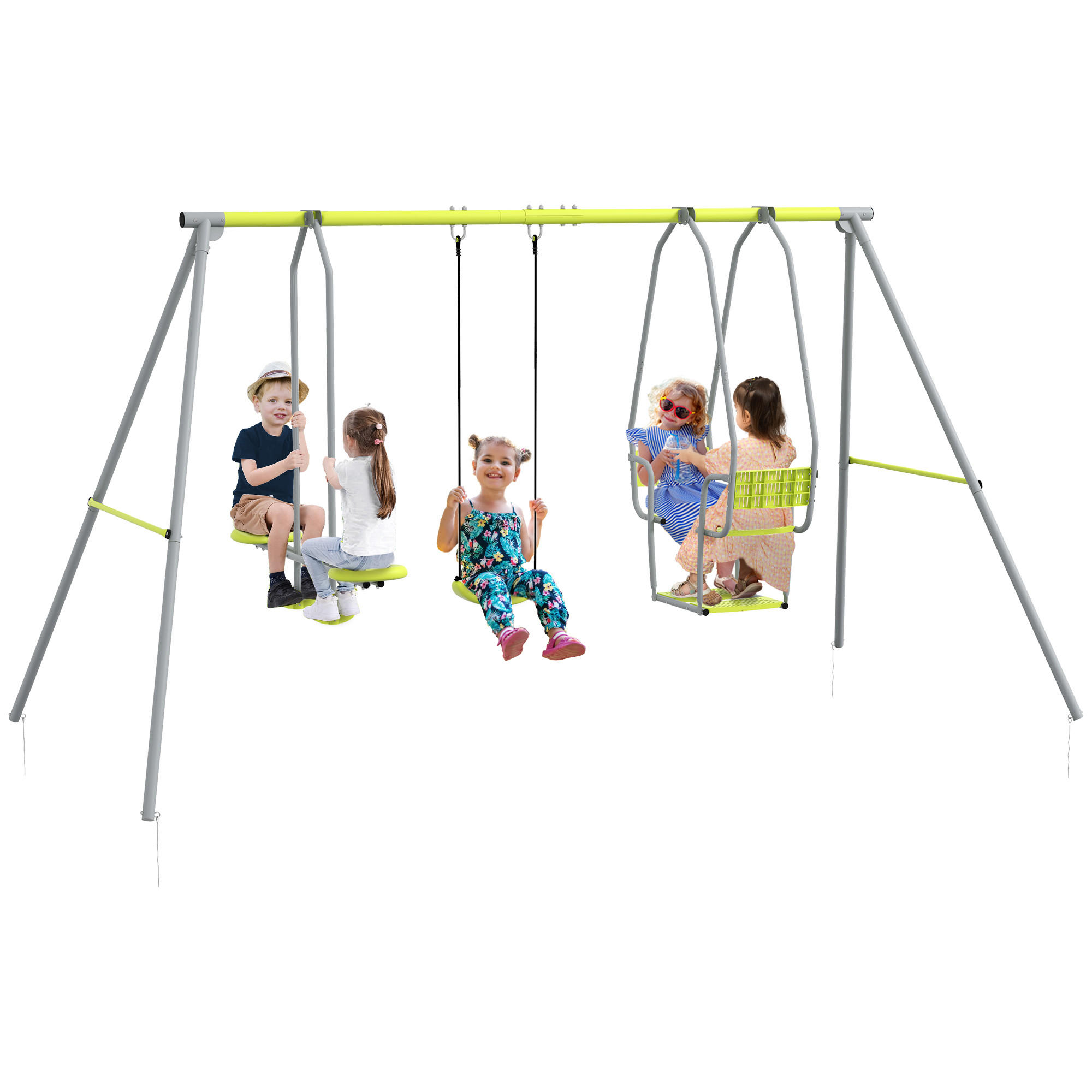 SCHAUKEL DE-17964 2 Vis-à-vis & Standardschaukel Grün - Grün, Metall (156/283cm) - ComfortXL