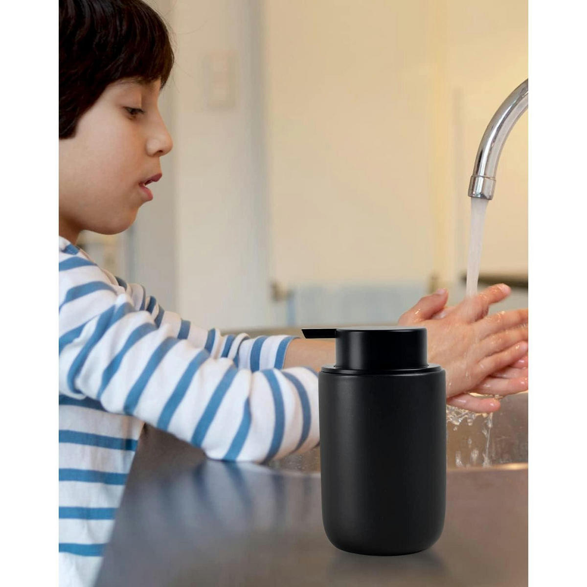 SEIFENSPENDER Keramik Matt Schwarz 350ml - Schwarz, Keramik (8/14/8cm)