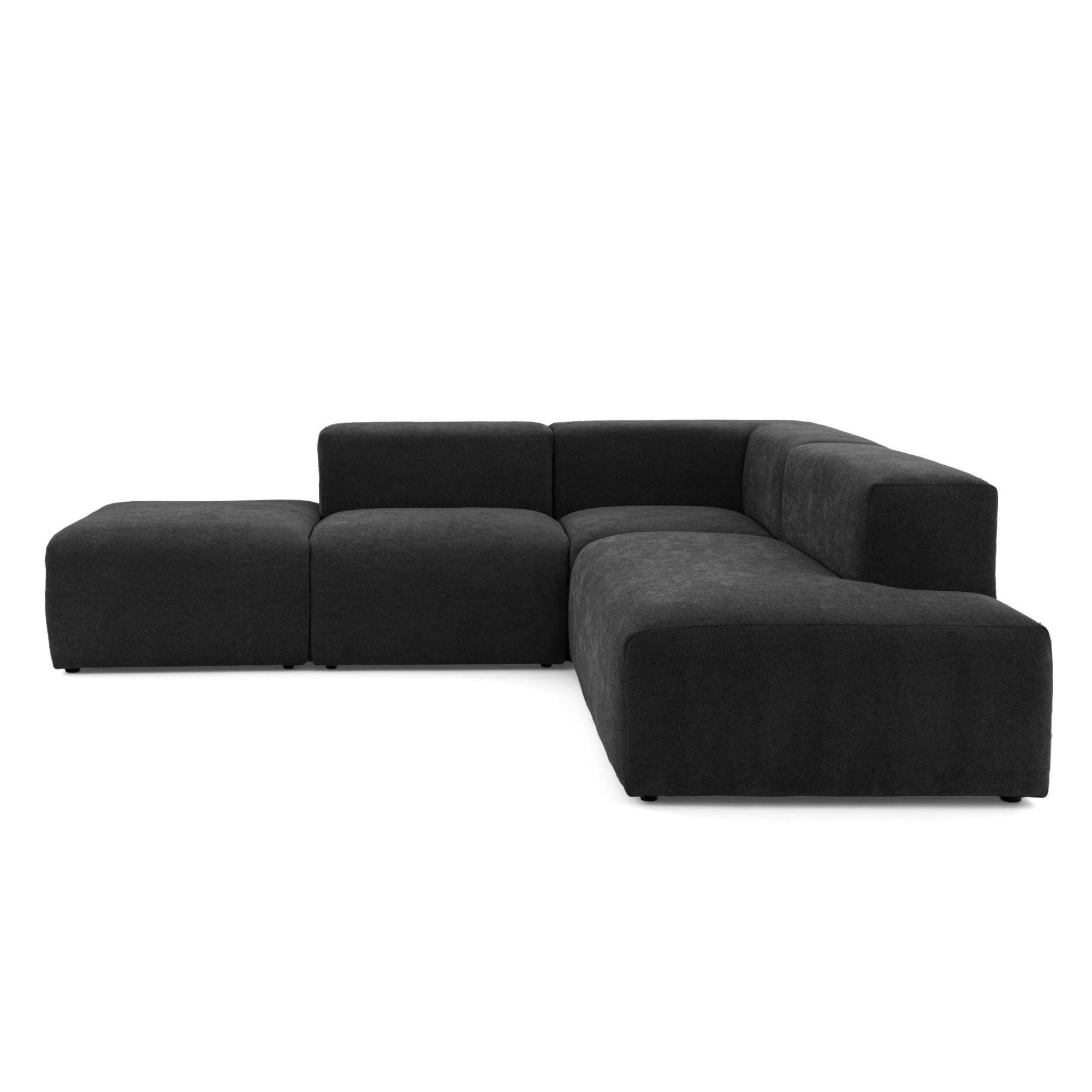 4-SITZER modulares Ecksofa HEAVEN SET 3 Rechts, Breite 270 cm Webstoff Schwarz - Schwarz, Holz/Kunststoff (270/245cm) - Muffo