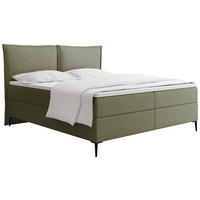 BOXBETT Calio Rise mit Bettkasten, Grün Chenille 120x200 cm – inkl. H4 Taschenfederkern Matratze & Foam Topper - Creme/Schwarz, Holz/Holzwerkstoff (120/200cm) - WFL GROUP