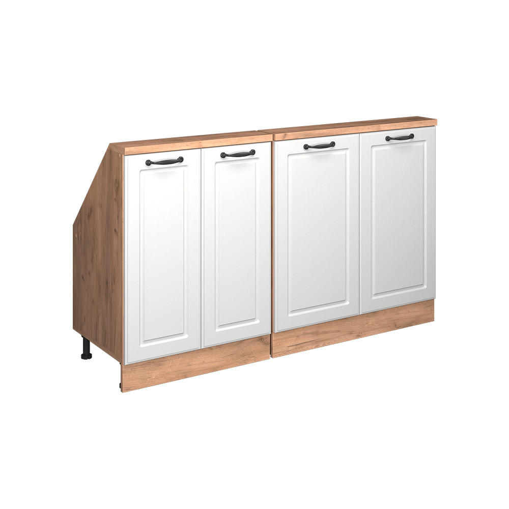 KÖKSSKÅP FÖR SLUTTANDE TAK R-Line Vitt hus på landet 140 cm Set om 2 Vit, Ekfärgad 83.8/140/46 cm