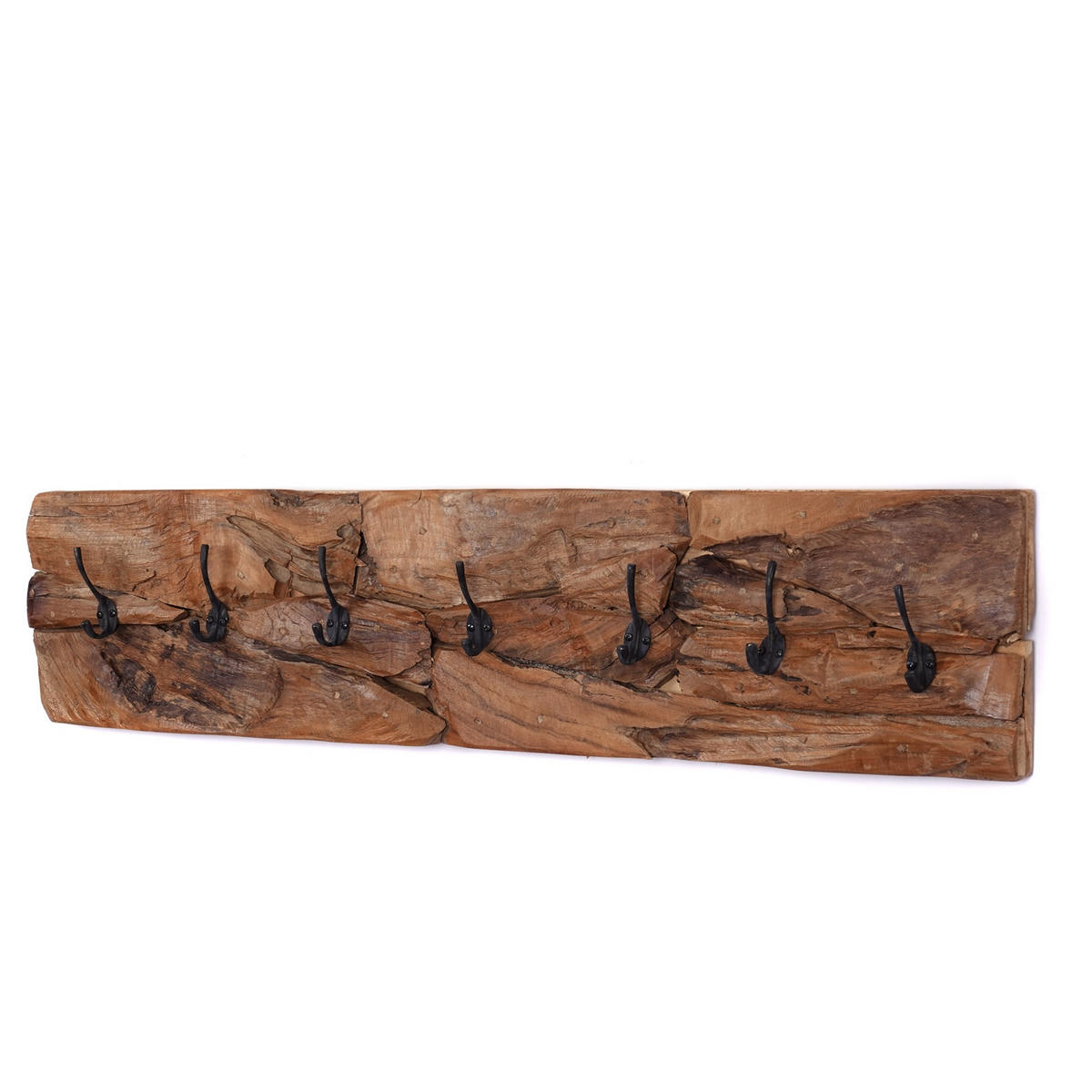 WANDGARDEROBE Mina 90 7 Haken, Treibholz, naturfarben - Naturfarben, Holz (90/20/7cm) - CREEDWOOD