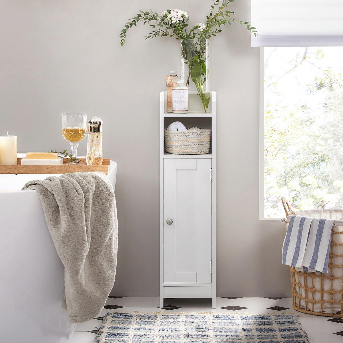 BADEZIMMERSCHRANK SANTO DOMINGO - Weiß, Holzwerkstoff (20/80/18cm) - Hansiro