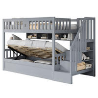 HOCHBETT 90x200 cm Stauraum Treppe grau - Grau, Holz (90/200cm) - LEBENLANG