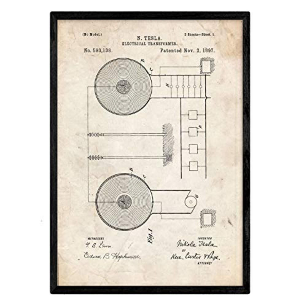 POSTER Elektrischer Transformator Patent A3 Rahmenlos - Klar, Papier (29.7/5/42cm) - Nacnic