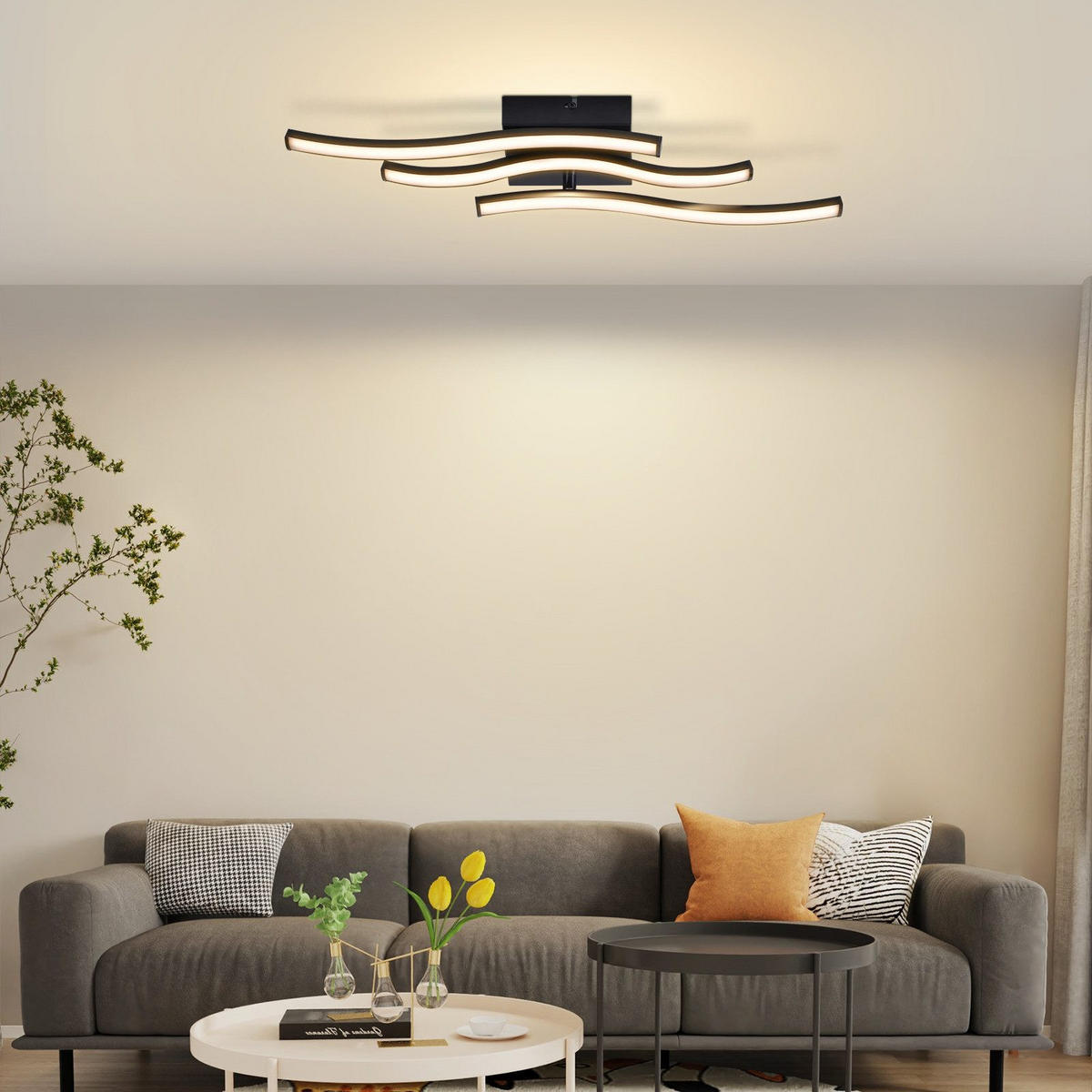 LED závěsné světlo Christine III 52/12/8 cm - černá, plast (52/12/8cm) - Nettlife