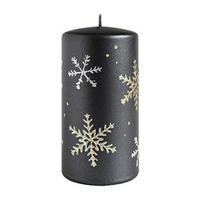 KERZE Frost Schwarz 7/7/14 cm Naturmaterial - Schwarz, Naturmaterialien (14cm) - Mondex