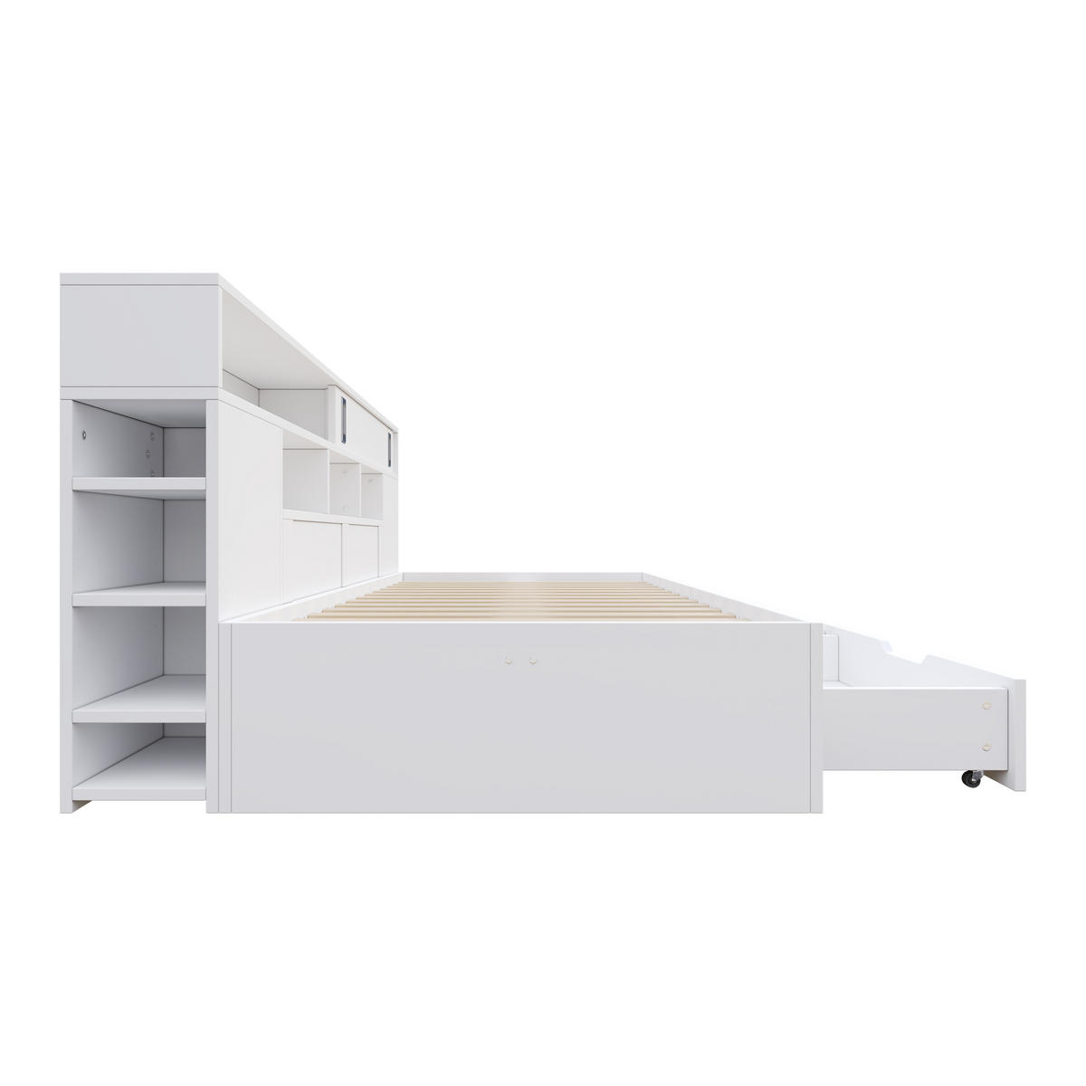 TAGESBETT 140x190cm Weiß Mit Schubladen Regal & Schrank - Weiß, Holzwerkstoff - FLIEKS