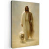 LEINWANDBILD Schaf - Jesus - Pinselstriche - Abstrakt Deko Groß 90x140 cm - Sandfarben, Textil (90/140cm) - MuchoWow