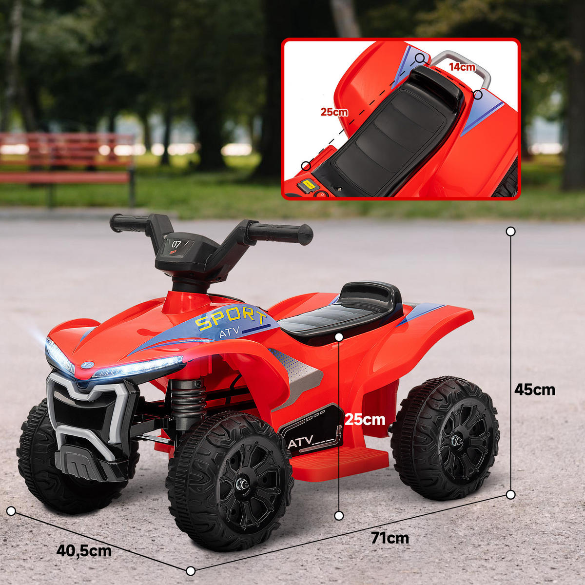 ELEKTRO-QUAD DE-13097 6V Rot - Rot, Kunststoff (71/40.5/45cm) - ComfortXL