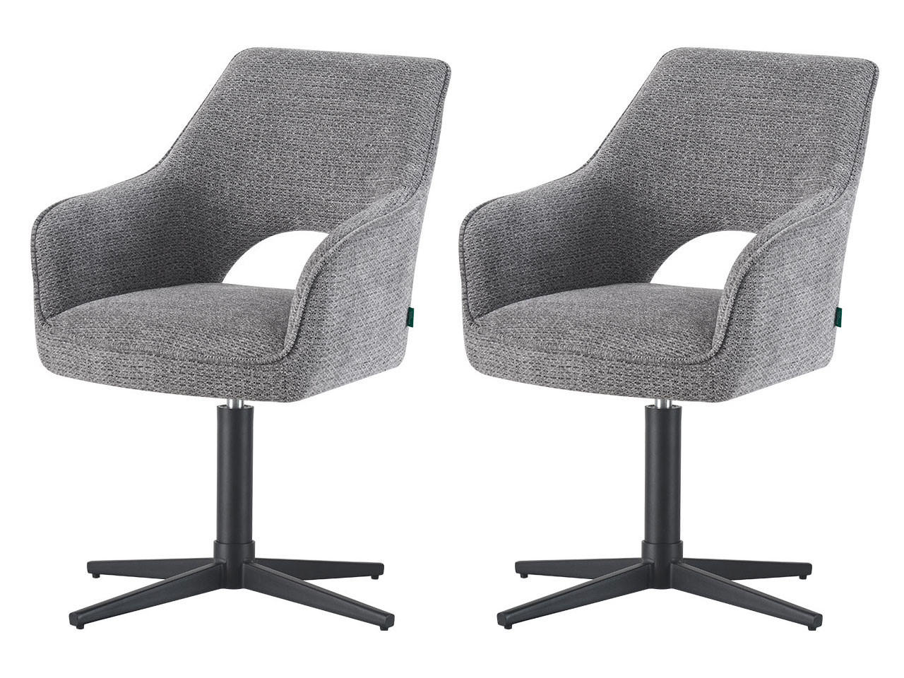 ESSZIMMERSTUHL THOMAS-NOVA 2er-Set 360°drehbar - Schwarz/Grau, Textil (57/85/63cm) - DUBI Möbel