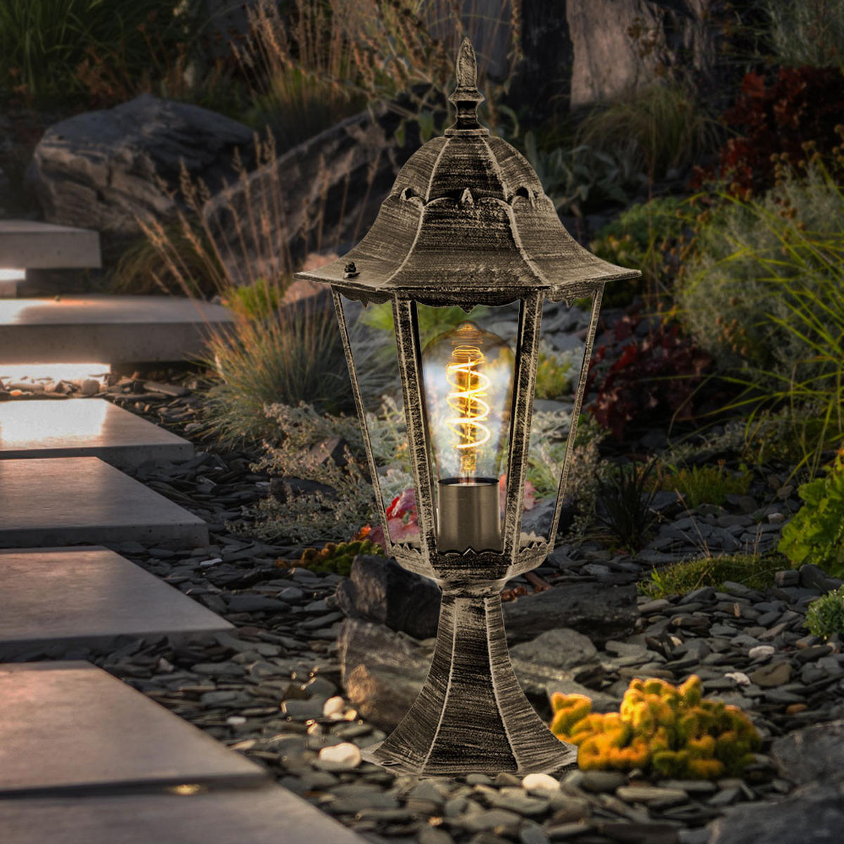 WEGELEUCHTE NORDERNEY Bronze Aluminiumdruckguss - Bronzefarben, Glas (23.5/23.5/49cm)