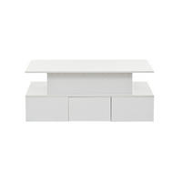 KONFERENČNÍ stolek z MDF, 100/50/40-55 cm bílý, výškově nastavitelný s LED a 4 zásuvkami - bílá, kompozitní dřevo (100/50/40cm) - BEAOK