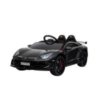 ELEKTROAUTO Lamborghini Aventador SVJ schwarz EVA-Reifen, Kunstledersitz, 2x 35 Watt Motoren, 12V 7Ah Akku, Radio - Schwarz, Kunststoff (123/66/45cm) - Es-Toys