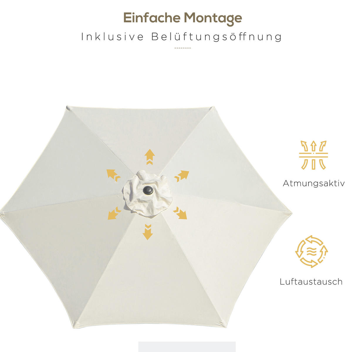 SONNENSCHIRM Ø2,6 m Kurbel beige - Beige, Metall (260/260cm) - LEBENLANG