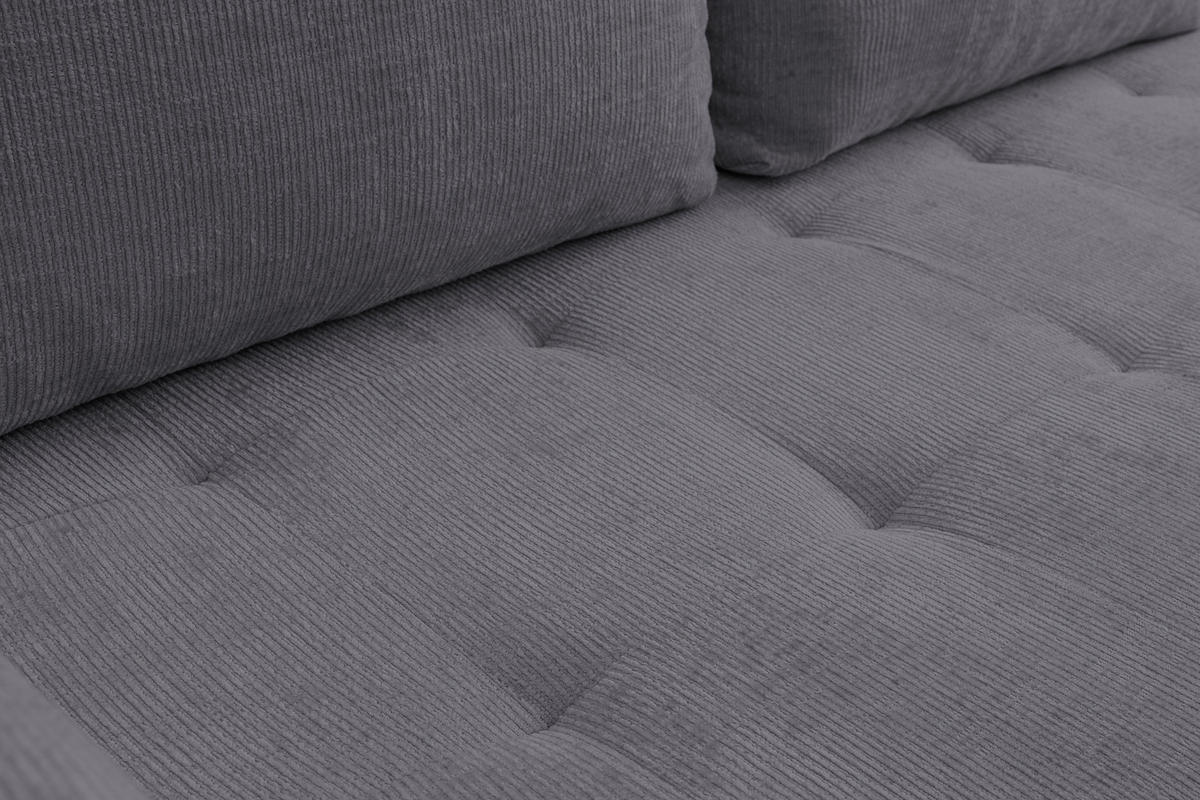 ECKSOFA Lucky in L-Form mit Schlaffunktion und Bettkasten, Farbe: Dunkelgrau, Strukturstoff, Ottomane Links oder Rechts - Dunkelgrau, Textil (275/160cm) - VENASI MÖBEL