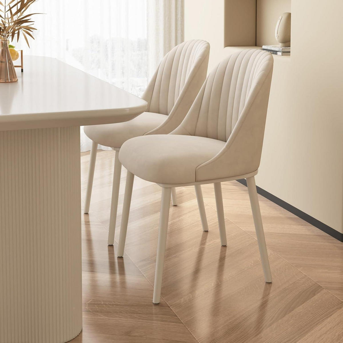 ESSZIMMERSTUHL 4-teiliges Set Samt Creme - Creme, Textil (50.5/86/56cm)