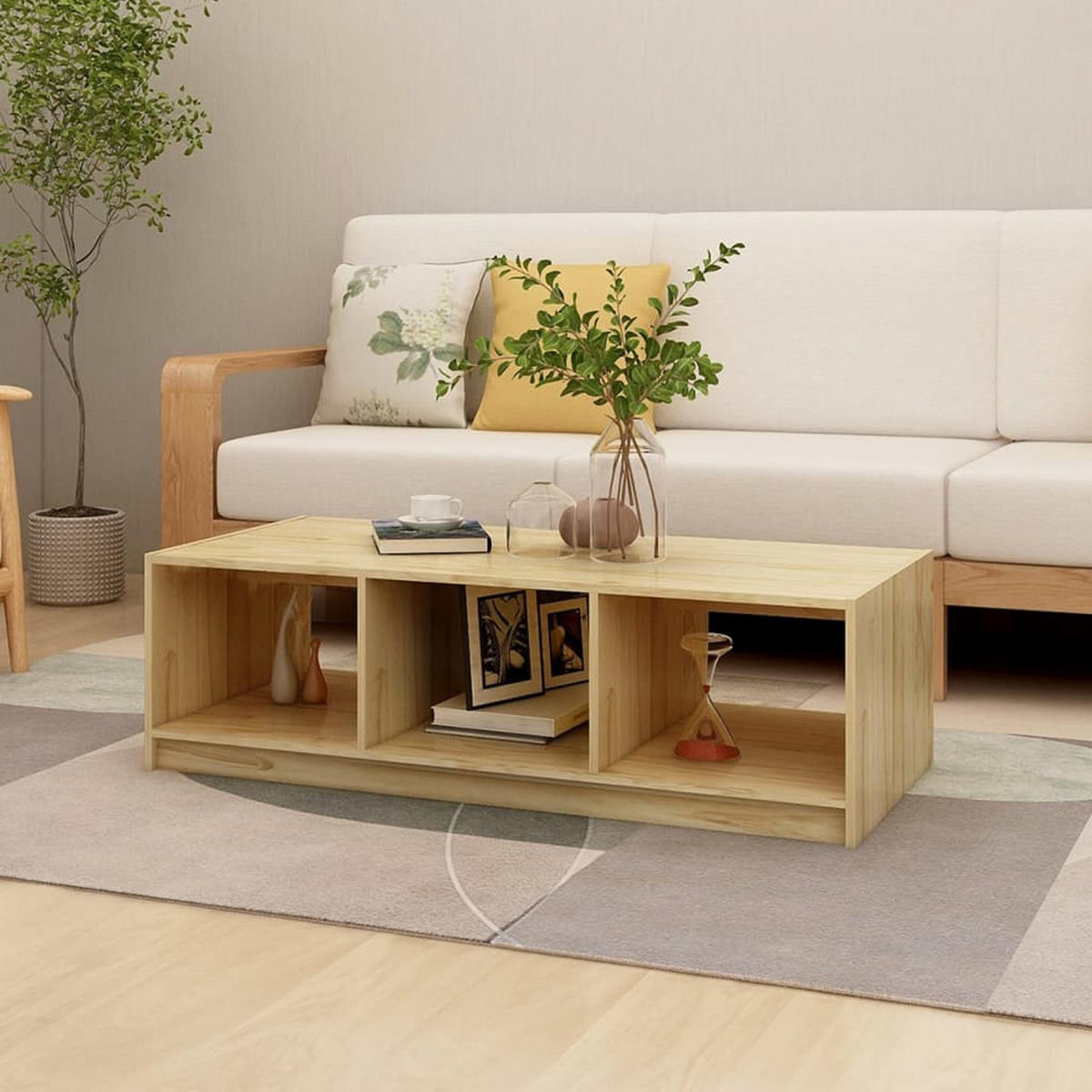 COUCHTISCH 110x50x34 cm Massivholz Kiefer - Braun, Holz (110/50/34cm) - furnicato