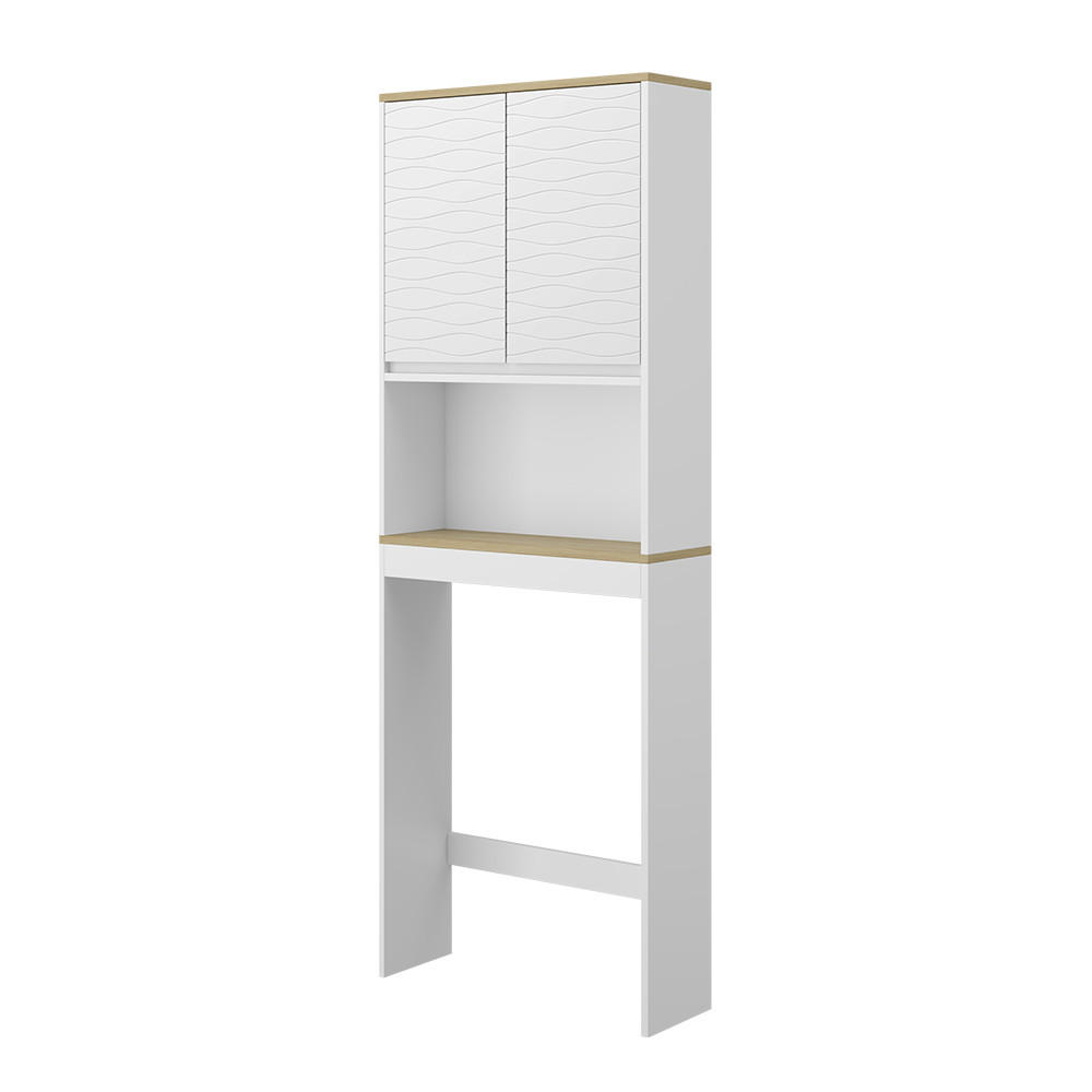TOILETTENSCHRANK Livia Weiß 60 x 163 cm - Weiß/Naturfarben, Holzwerkstoff (60/163/20cm) - Vicco